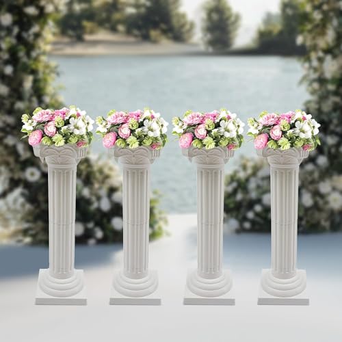Römische Säulen für Hochzeiten, 4 Stück, Event-Dekoration, Pflanzenständer, Podest, Dekoration, Party, Blumentopf-Säulen für elegante Dekoration