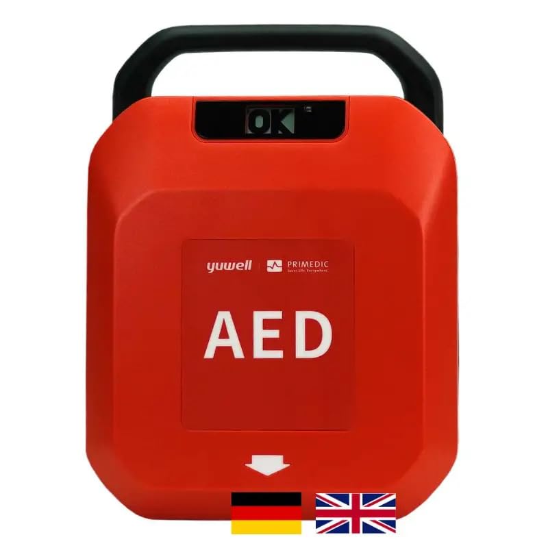 Erste Hilfe Defibrillator für Zuhause/Gewerbe für Laien und Profis mit automatischer Schockabgabe Primedic HeartSave YA, 8 Jahre Garantie des Herstellers, Sprache: DE/EN