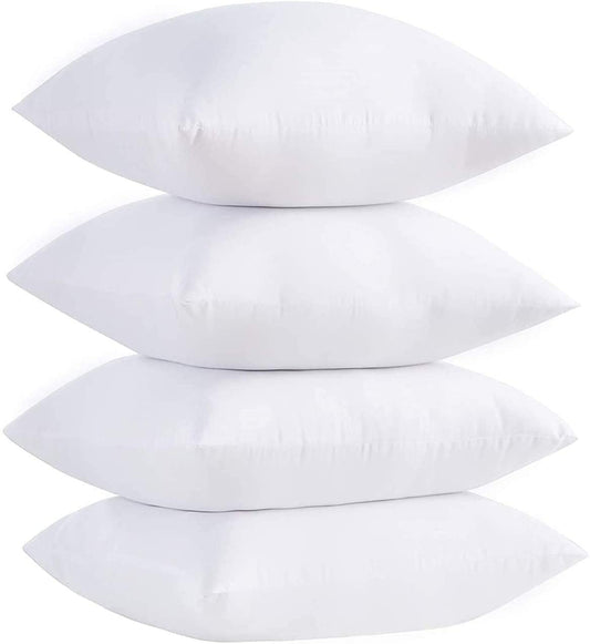 Adam Home Set mit 4 Sofakissen, 45 cm x 45 cm, Kissenfüllung (18" x 18"), weiß, weiche, schnell zurückfedernde Kisseninnenseite, Hohlfaser-Sofakissen, perfekt für Sofas