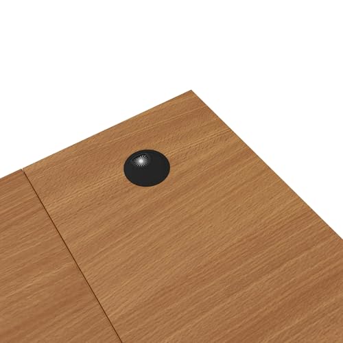 Eigentlich Konferenztisch 140x80 cm mit Buche-Kabeldurchlass Ø60 mm Schwarz, Lichtgraues Gestell und Melaminharzplatte