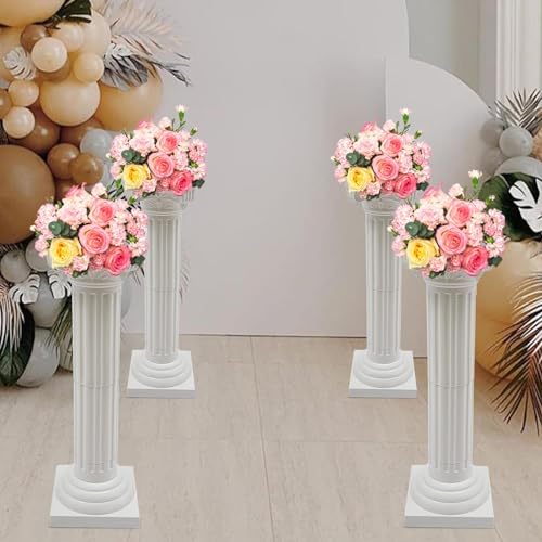 Römische Säulen für Hochzeiten, 4 Stück, Event-Dekoration, Pflanzenständer, Podest, Dekoration, Party, Blumentopf-Säulen für elegante Dekoration