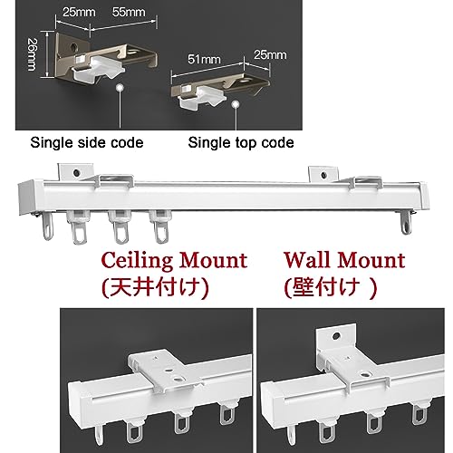 Heavy-Duty Vorhangschiene mit Rollen - 50cm bis 600cm verstellbare Decken- und Wandmontageschienen für Wohnzimmer, Schlafzimmer, Home Office und Raumteiler