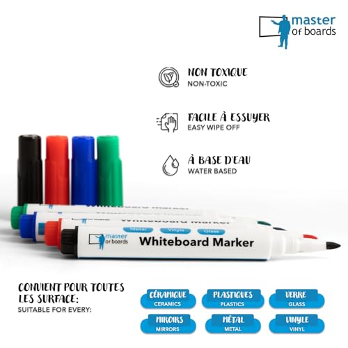 Master of Boards Flipchart Papier Zubehör-Set - Papier blanko Block mit 20 Blatt, 4 Marker Stifte, 5