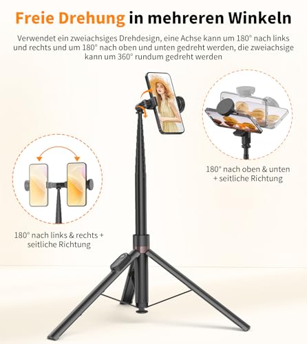 TONEOF 168cm Automatisches Selfie Stick Handy Stativ, Handykamera Halterung mit Magnetischer Wiedera