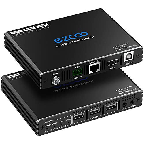 4K HDMI KVM Extender USB unkomprimiert 4K 60Hz HDR Single over Cat5e/6 bis zu 300 Fuß 3 Ports USB 2.