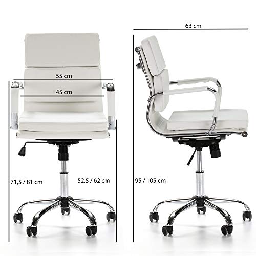 VS Venta-stock Fenix Schreibtischstuhl Weiß, Wippfunktion & Armlehne - Ergonomic, höhenverstellbar