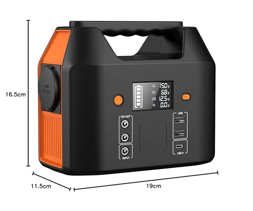 SinKeu Tragbare Powerstation 99Wh,150W Solar Generatoren Akku mit 230V AC/Car Lighter Port/USB Ausgabe,für Reise Camping Wohnmobil und als Notstromaggregat (Black)