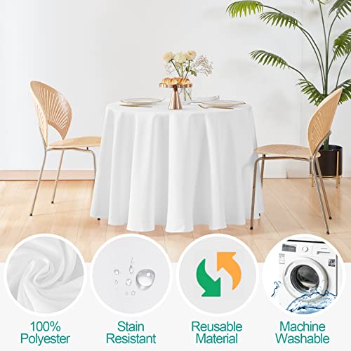 EMART Runde Tischdecke, 120 Zoll Durchmesser, Weiß, 100 % Polyester, Bankett, Hochzeit, Party, Picknick, Kreis, Tischdecken (1 Packung)