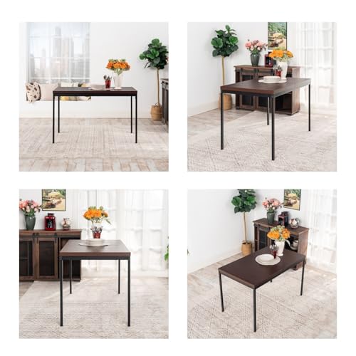 FurnitureR Moderner Konferenztisch Braun, 120 cm Länge mit MDF-Platte und Mattschwarzem Metallgestell für 4 Personen