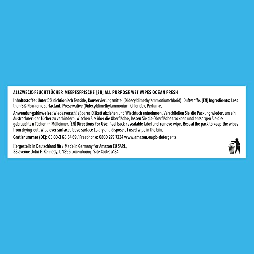 by Amazon Allzweck Feuchttücher, Meeresfrische, 80 Stück, 6er-Pack