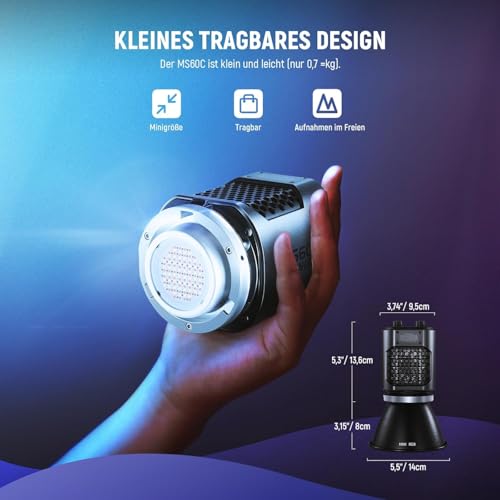 NEEWER LED Videoleuchte Studiolicht 2,4G/APP Steuerung, Ganzmetall Mini Kompakt RGB COB Studio Dauer