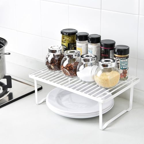 Amazon Basics Legierter Stahl Aufbewahrungsregale für die Küche, stapelbar, Weiß