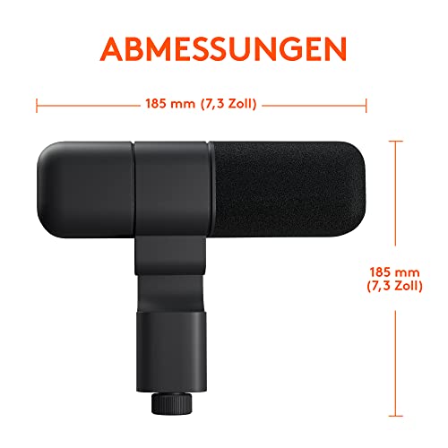 Logitech G Blue Sona Aktives dynamisches XLR-Broadcast-Mikrofon für Streaming und Content-Erstellung, ClearAmp-Vorverstärker, Doppelkapsel-Design, Interne Mikrofonspinne - Schwarz