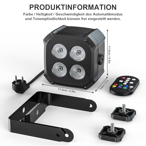 Rtktoup 2PCS RGBW LED Par Scheinwerfer, 40W LED Bühnenlicht DMX 4/8CH mit Fernbedienung Par Strahler, Discolicht Partylicht für DJ Bühne Bar Party Hochzeit Haloween Weihnachten