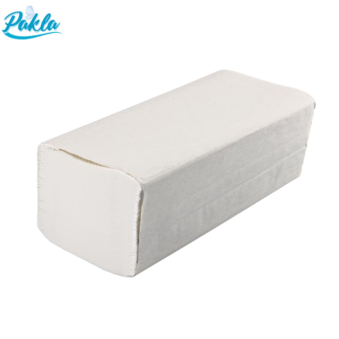 Enpack Pakla 4000 Blatt Weiße Papierhandtücher - 2-lagig, 25 x 23 cm ZZ-Falz - Universal Einweghandtücher für Spender - Allzweck Papiertücher - Einmalpapier, Spendergeeignet