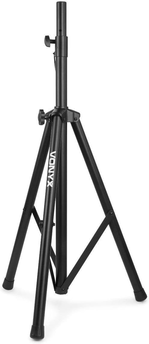 Vonyx LS04 Pro Lautsprecherständer bis 80 KG, Höhenverstellbar bis 2M. Boxenstativ mit Sicherheitsstift, Lautsprecher Stativ, Stative Hochständer Boxen Stativ Speaker Stand, Schwarz