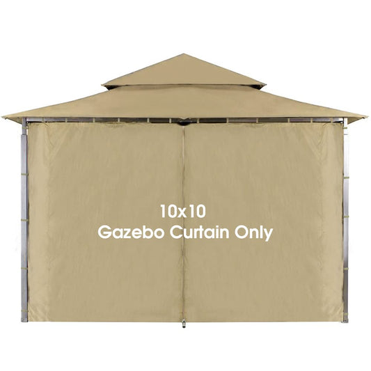 ABCCANOPY Pavillon-Ersatz-Sichtschutzvorhang, 3 x 3 m, Pavillon-Seitenwand, universeller Sichtschutz mit Reißverschluss (Beige, nur 1 Paneel)