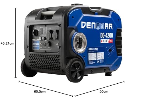 Denqbar Inverter Stromgenerator DQ-4200 4200W, Benzin Stromerzeuger mit 230V, Rädern, USB Fast-Load, Superleise, 4-Takt Motor, tragbar - Für Camping, Garage, Baustelle, Wohnmobil und Notstromaggregat