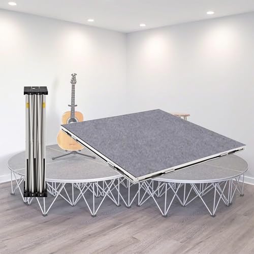 Tragbares Bühnenpodest tragbare Bühne Tragbares Bühnenpodest Für Veranstaltungsauftritte, 48 X 48 In Non-Slip Connectable Plattform Mit Hellgrauem Teppich, Einfache Montage Carry Drum Riser Plattform(