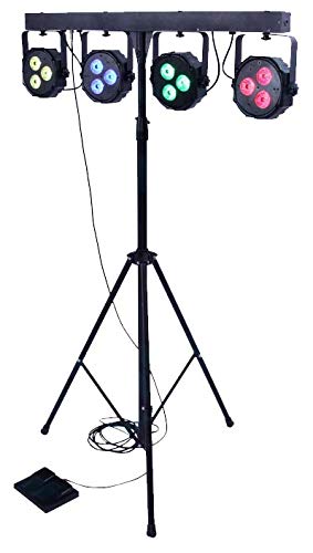 E-Lektron POWER-BAR 4-Fach LED Strahler Lichteffekt DMX inkl. Stativ/Tragetaschen/Fuß-Fernbedienung
