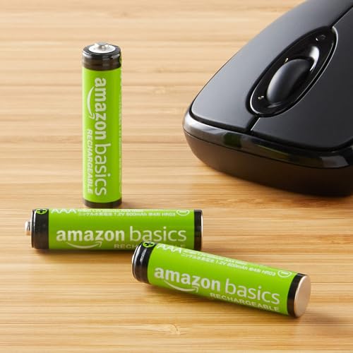 Amazon Basics AAA-Batterien, wiederaufladbar, 800 mAh, NiMh, vorgeladen, 12 Stück