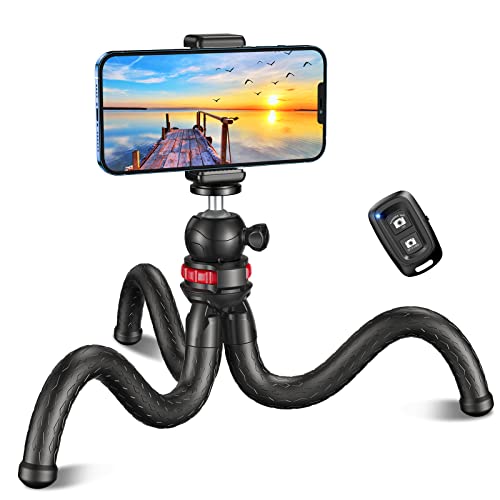CIRYCASE Flexibler Handy Stativ, Mini Selfie Stick Stativ für Smartphone mit Kabelloser Fernbedienung, 360° Drehbar Tragbarer Kamera Stativ Handy-Foto & Videokits Kompatibel mit iPhone, Galaxy, Kamera
