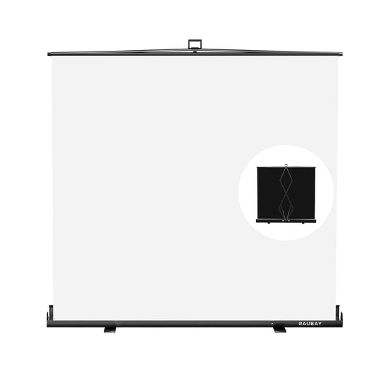 【Breiterer Stil】 RAUBAY 200x210cm Großer zusammenklappbarer Weiß Hintergrund White Screen, tragbarer ausziehbarer Panel Fotohintergrund mit Ständer für Videokonferenzen, Fotostudio.