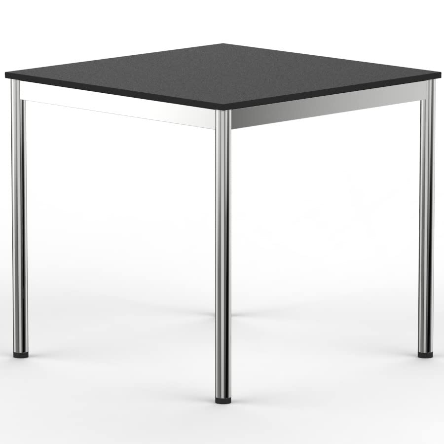 VERSEE SYSTEM8X Höhenverstellbarer Schreibtisch 100 x 100 cm in Schwarz - Für Büro/Home-Office im Metall Chrom Design