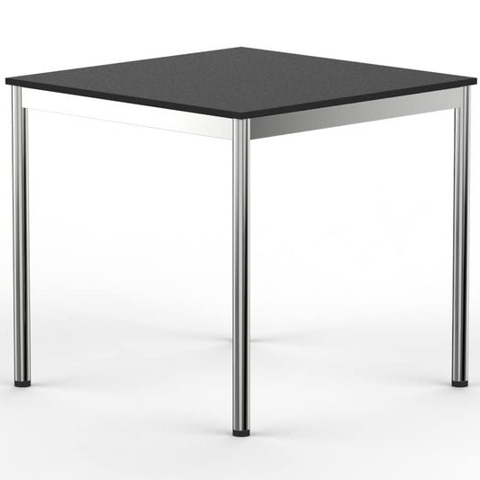 VERSEE SYSTEM8X Höhenverstellbarer Schreibtisch 100 x 100 cm in Schwarz - Für Büro/Home-Office im Metall Chrom Design