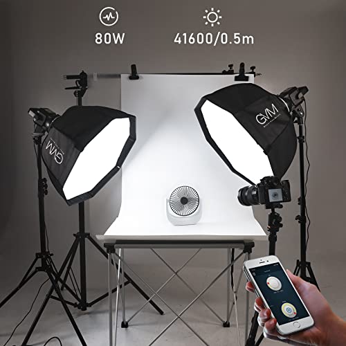 GVM LED Videoleuchte mit Softbox, 80W Bowens Studiolicht mit Stativ, 5600K Tageslicht LED Fotografie