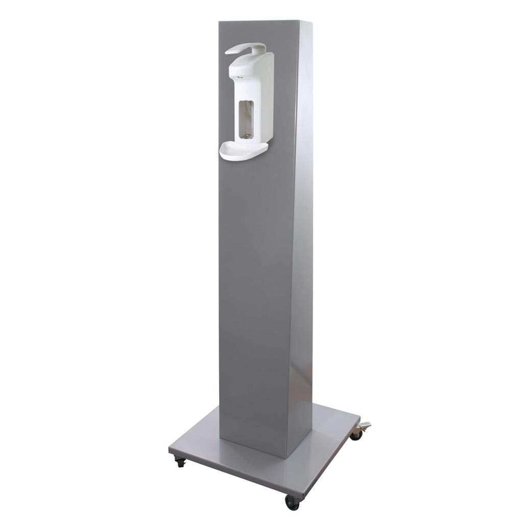 Hygiene-Station kompakt aus Metall für Kunden und Mitarbeiter - Mobile Handdesinfektion mit Seifenspender