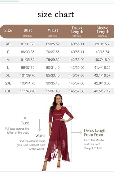 Bbonlinedress Abendkleider Langarm elegant Damen Winterkleid Spitze Chiffon V-Ausschnitt Brautjunferkleid Party Abschlusskleid Ballkleid festliches Weihnachtskleid Dark Green XL