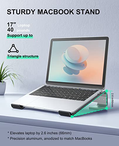 Soqool Laptop Ständer, Ergonomisch Laptop Halterung für Schreibtisch, Aluminium Notebook Ständer mit