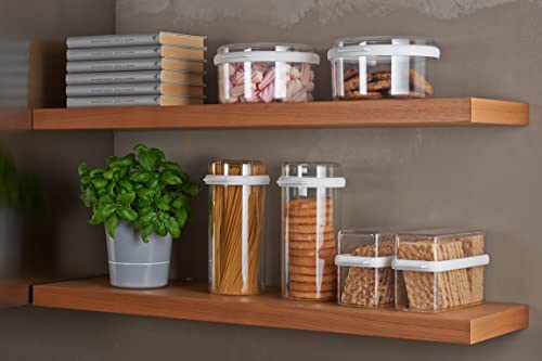 Mepal 2-tlg Vorratsdosen Frühstücks-Set Stora Weiß – Knäckebrotdose mit Kühlschrankdose – zur Aufbewahrung von Knäckebrot bzw. Wurst und Fleischwaren – 3 separate Aufbewahrungsbehälter