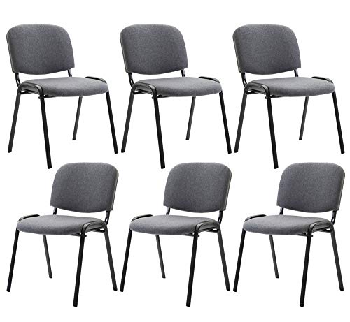 CLP 6er Set Besucherstuhl Ken Stoff I Stapelstuhl Mit Robustem Metallgestell I Polsterstuhl Mit Rückenlehne, Farbe:grau