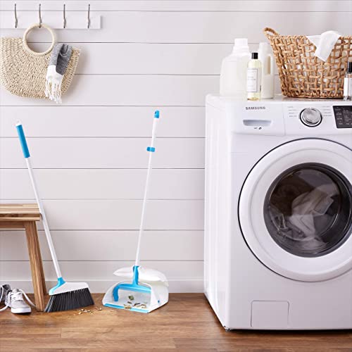Amazon Basics - Besen mit Kehrschaufel mit Griff, Blau/Weiß, 43"/110 cm