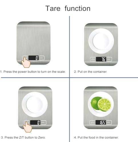 HomeFashion Küchenwaage Edelstahl, Hochpräzise 5kg 1g Digitalwaage mit LCD Display, Tara-Funktion, 6 Maßeinheiten, Batterien inklusive