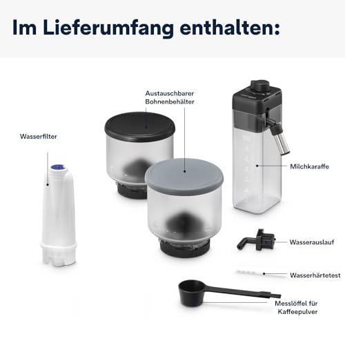 De'Longhi Rivelia EXAM440.55.G Kaffeevollautomat mit LatteCrema Milchsystem, Wechselbarer Bohnenbehälter, 16 Kaffee- & Milchgetränke auf Knopfdruck, Extra-Shot-Funktion, 3,5" Touch-Display, Grau