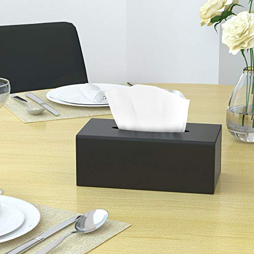 HIIMIEI Kosmetiktücherbox, 25.0×13.0×9.0 cm Acryl Taschentuchbox | Tissue Box mit Magnetabdeckung für Esszimmer Badezimmer Schlafzimmer Auto Büro - Mattschwarz