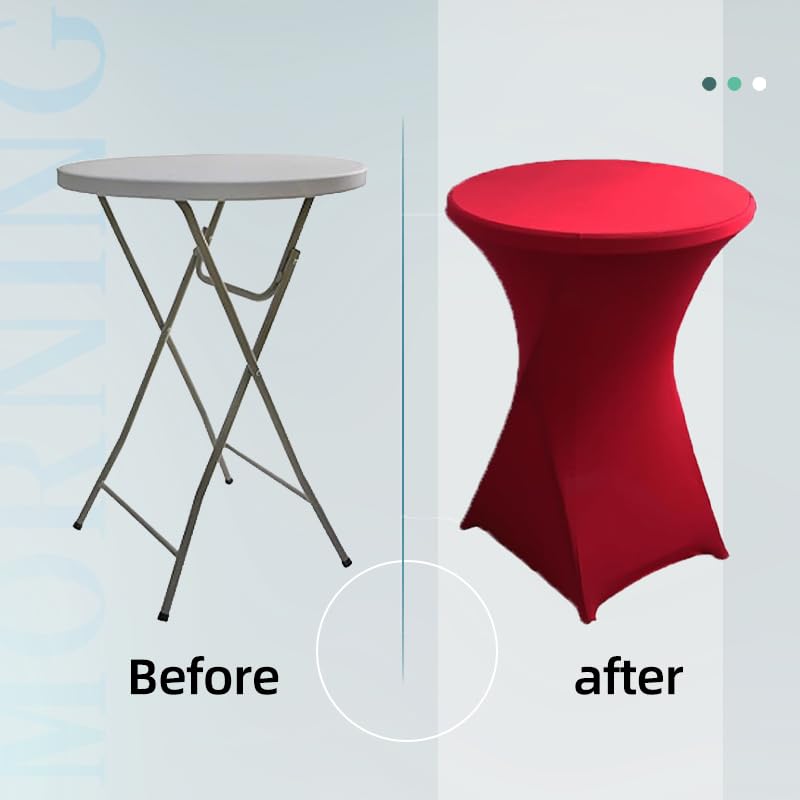 Vnituasr 10 Sets rote Cocktail Tischhussen, Barstretch-Tischhussen für Bistrotische Ø 80-85 cm, runde Tischtücher für Partys, Bankette und Stehtische (80 x 110 cm, rot)