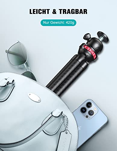 CIRYCASE Flexibler Handy Stativ, Mini Selfie Stick Stativ für Smartphone mit Kabelloser Fernbedienung, 360° Drehbar Tragbarer Kamera Stativ Handy-Foto & Videokits Kompatibel mit iPhone, Galaxy, Kamera