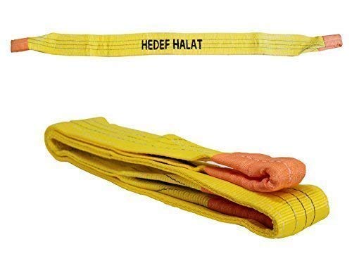 3 Tonnen Tragfähigkeit 2 Meter Länge Hebegurt Rundschlinge Hebeband Bergegurt aus Polyster mit Endschlaufen für Kran, Abschleppen Gelb