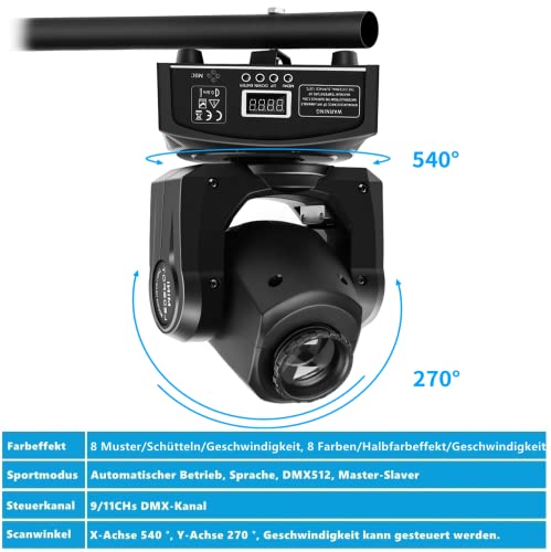 HOLDLAMP Moving Head LED Bühnenlicht Beam dmx512 Partylichter Wash Spot Licht Lampe 8 Muster Lichtef