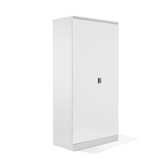 Schrank & Stuhl XL Werkzeugschrank – Werkstattschrank mit 4 höhenverstellbaren Fachböden, Stahlschrank für Werkzeuge, 195 x 92 x 50 cm (H x B x T), Grau/Weiß