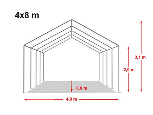 TOOLPORT Party-Zelt Festzelt 4x8 m Garten-Pavillon -Zelt PVC Plane 700 N in weiß Wasserdicht