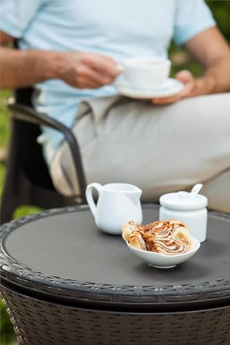 Keter Pacific Cool Bar, 3-in-1 Cocktailtisch, Couchtisch und Outdoor Eiskühler in Rattanoptik, UV-geschützt und wetterfest, braun, Kühlbox 30l Volumen