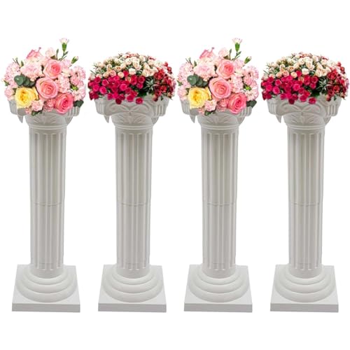 Römische Säulen für Hochzeiten, 4 Stück, Event-Dekoration, Pflanzenständer, Podest, Dekoration, Party, Blumentopf-Säulen für elegante Dekoration