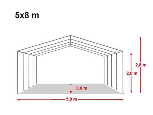 TOOLPORT Party-Zelt Festzelt 5x8 m Garten-Pavillon -Zelt PVC Plane 700 N in weiß Wasserdicht