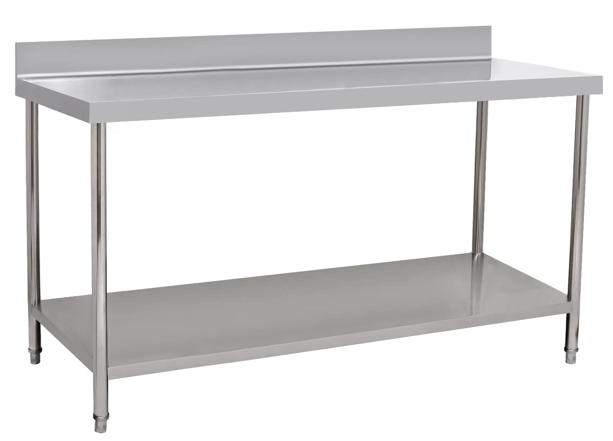 Edelstahl Gastronomie-Arbeitstisch Beeketal BA200a – 200 x 60 cm mit Aufkantung
