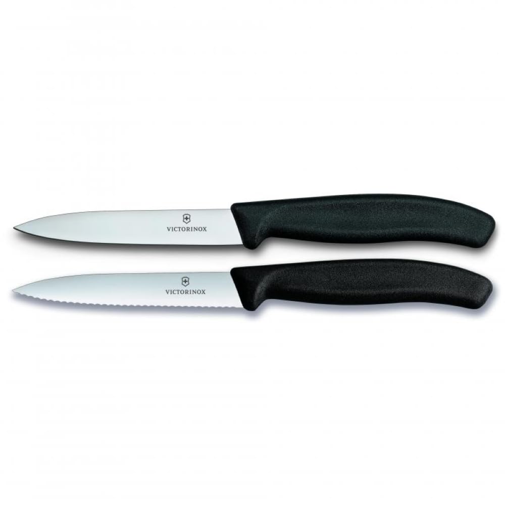 Victorinox, Swiss Classic, Profi Gemüsemesser-Set, Extra Scharfe Klinge, Swiss Made, Robuster Kunststoffgriff, schwarz